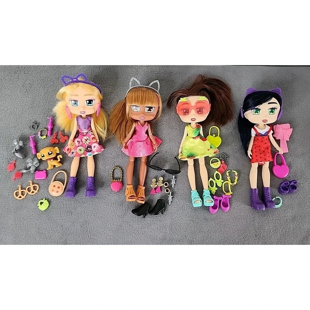 Lot‎ of 4 Boxy Girls Dolls Mixed Outfits Shoes Accessories Dog Glasses